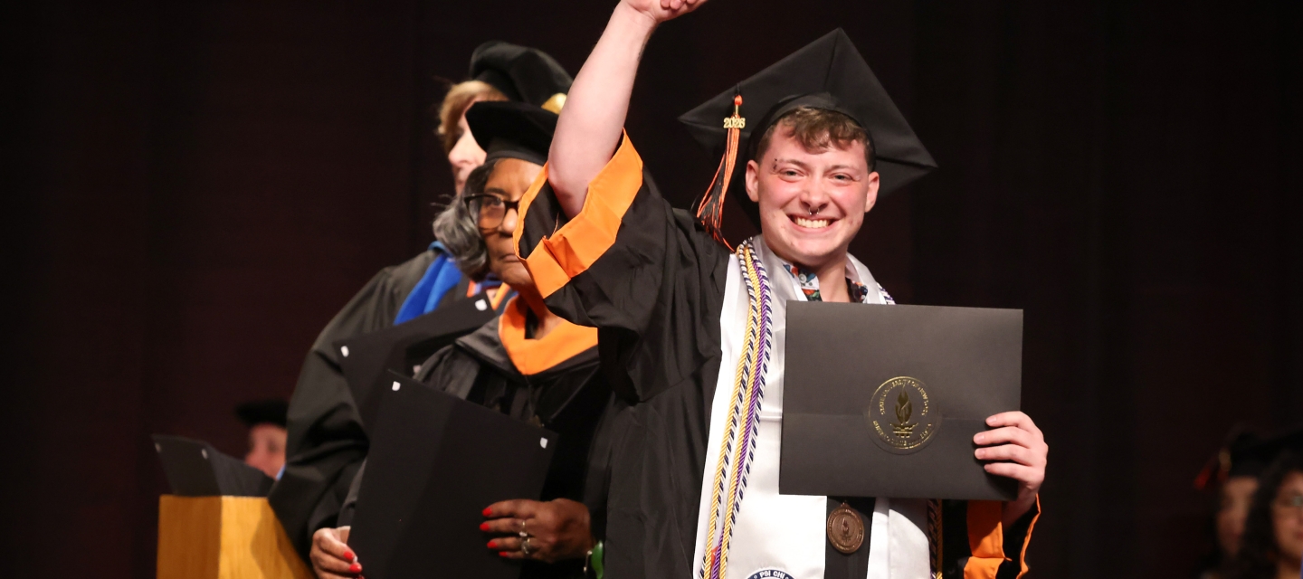 Student celebrating graduation